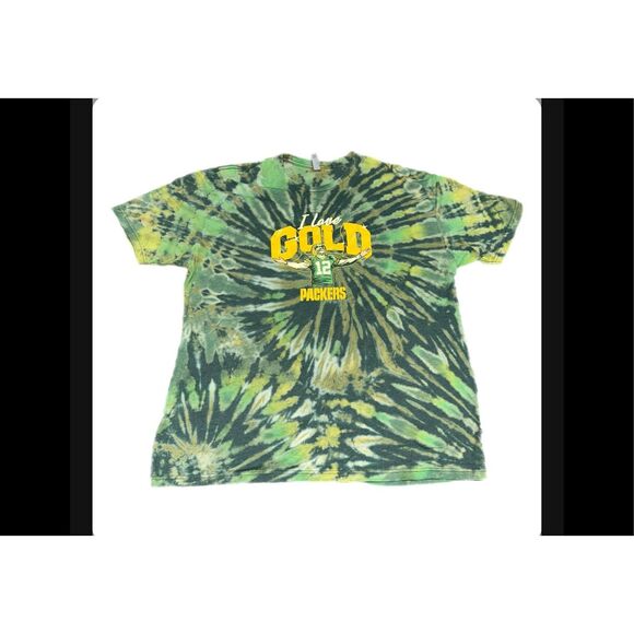 Green Bay Packers I Love Gold Aaron Rogers Tie-Dye Tee - Picture 1 of 4